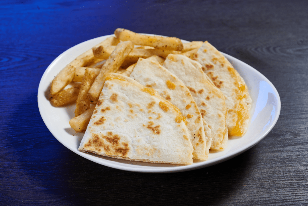 a plate of cheese quesadilla for kids with friends