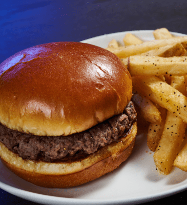 a kids size burger with fries