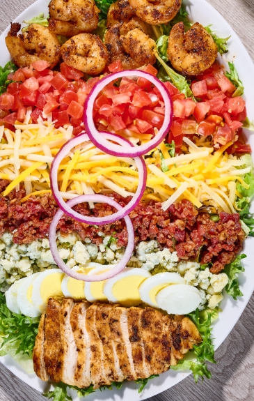 Cobb salad with chicken and shrimp