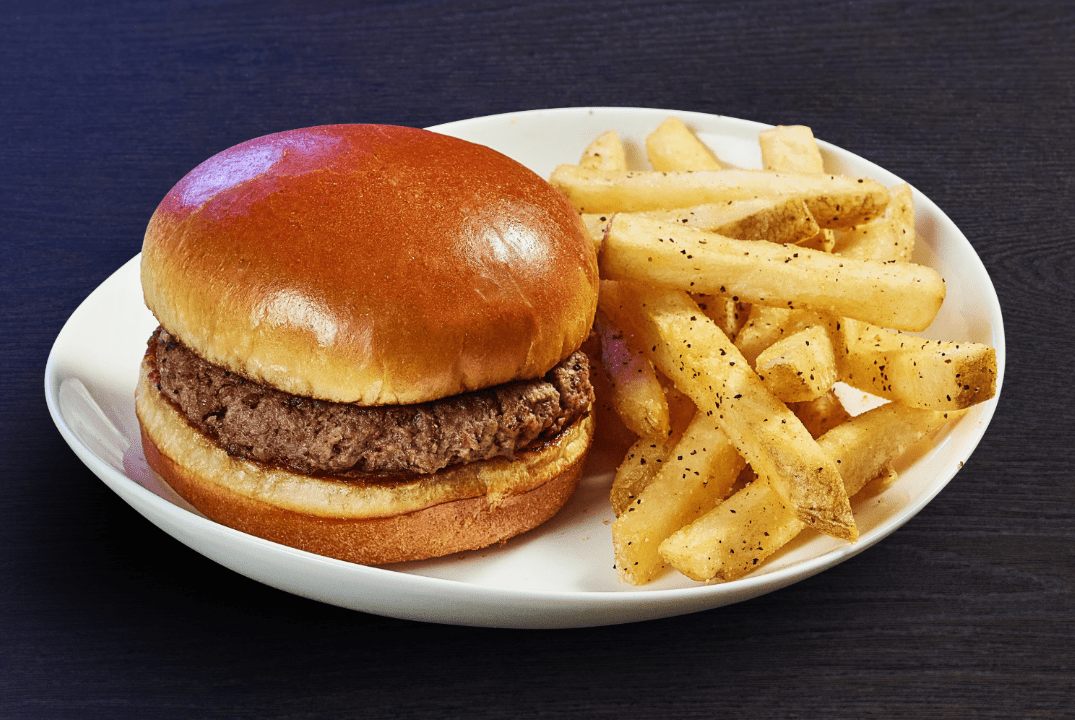 a kids size burger with fries