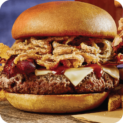 cue bacon cheeseburger