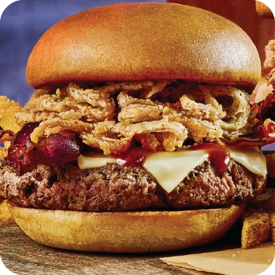 cue bacon cheeseburger